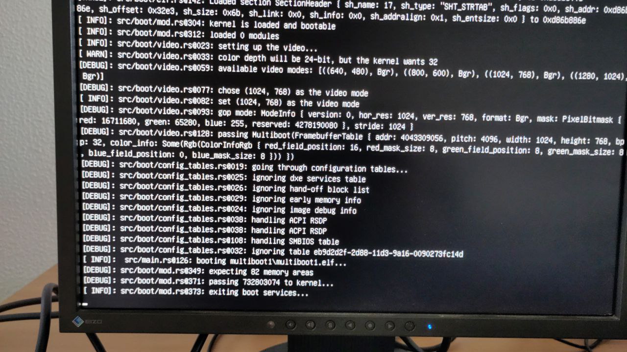 about the same log on a real PC, without the KVM error